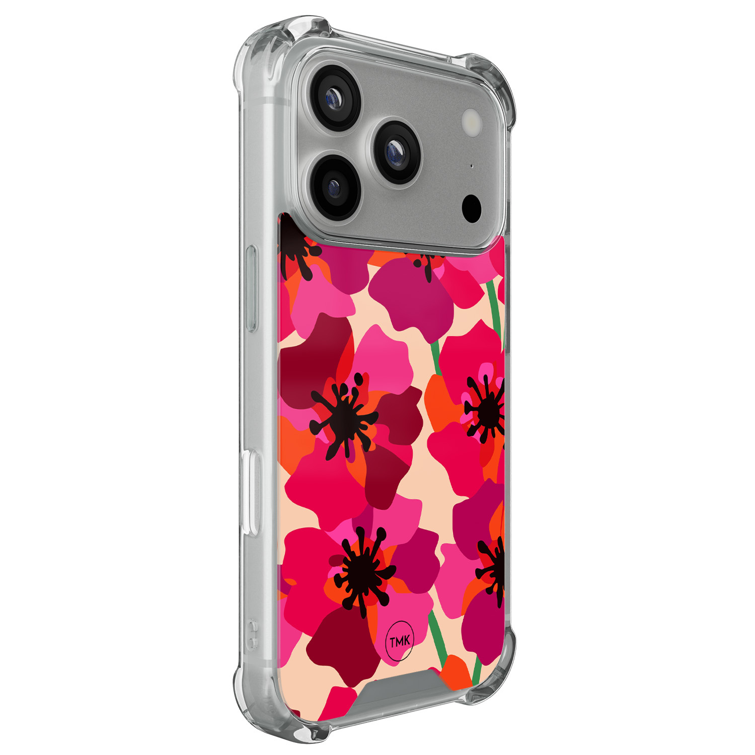 TMK iPhone 17 Pro shockproof hoesje - Pink floral bliss