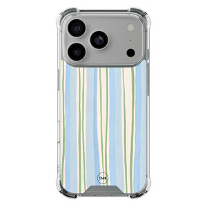 Casevibes iPhone 17 Pro shockproof hoesje - Pastelblauwe strepen