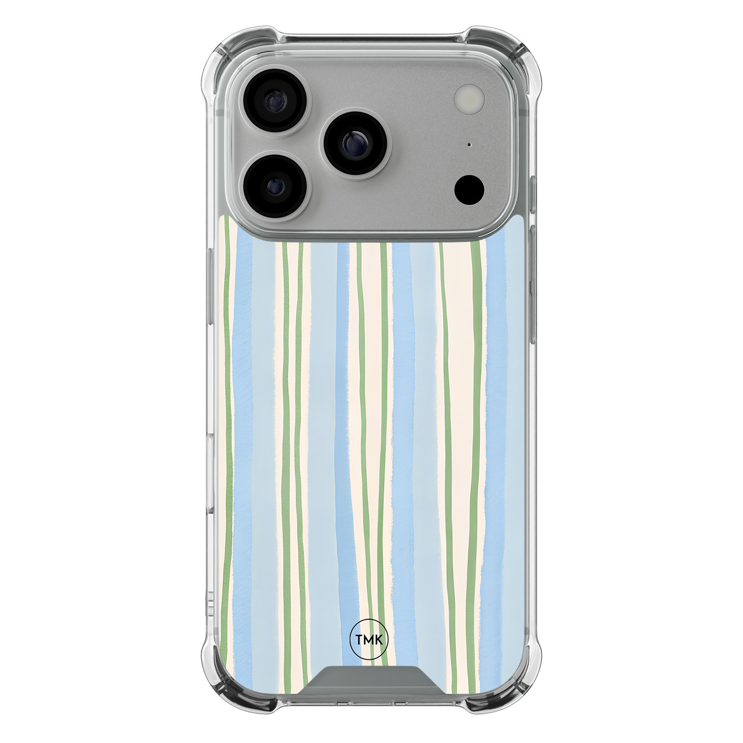 TMK iPhone 17 Pro shockproof hoesje - Pastelblauwe strepen