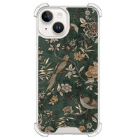 TMK iPhone 14 shockproof hoesje - Khaki golden flowers