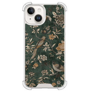 TMK iPhone 14 shockproof hoesje - Khaki golden flowers