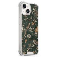 TMK iPhone 14 shockproof hoesje - Khaki golden flowers