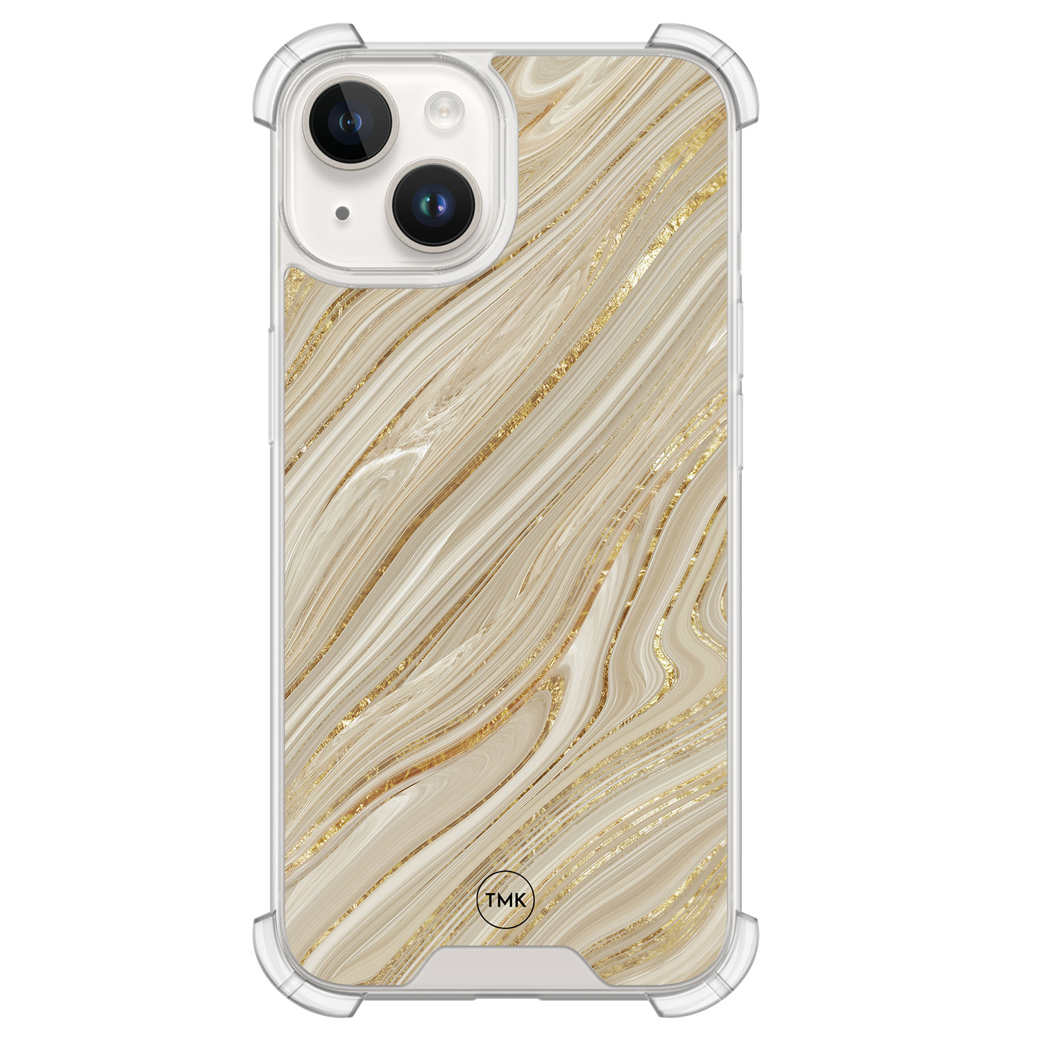 TMK iPhone 14 shockproof hoesje - Golden marble