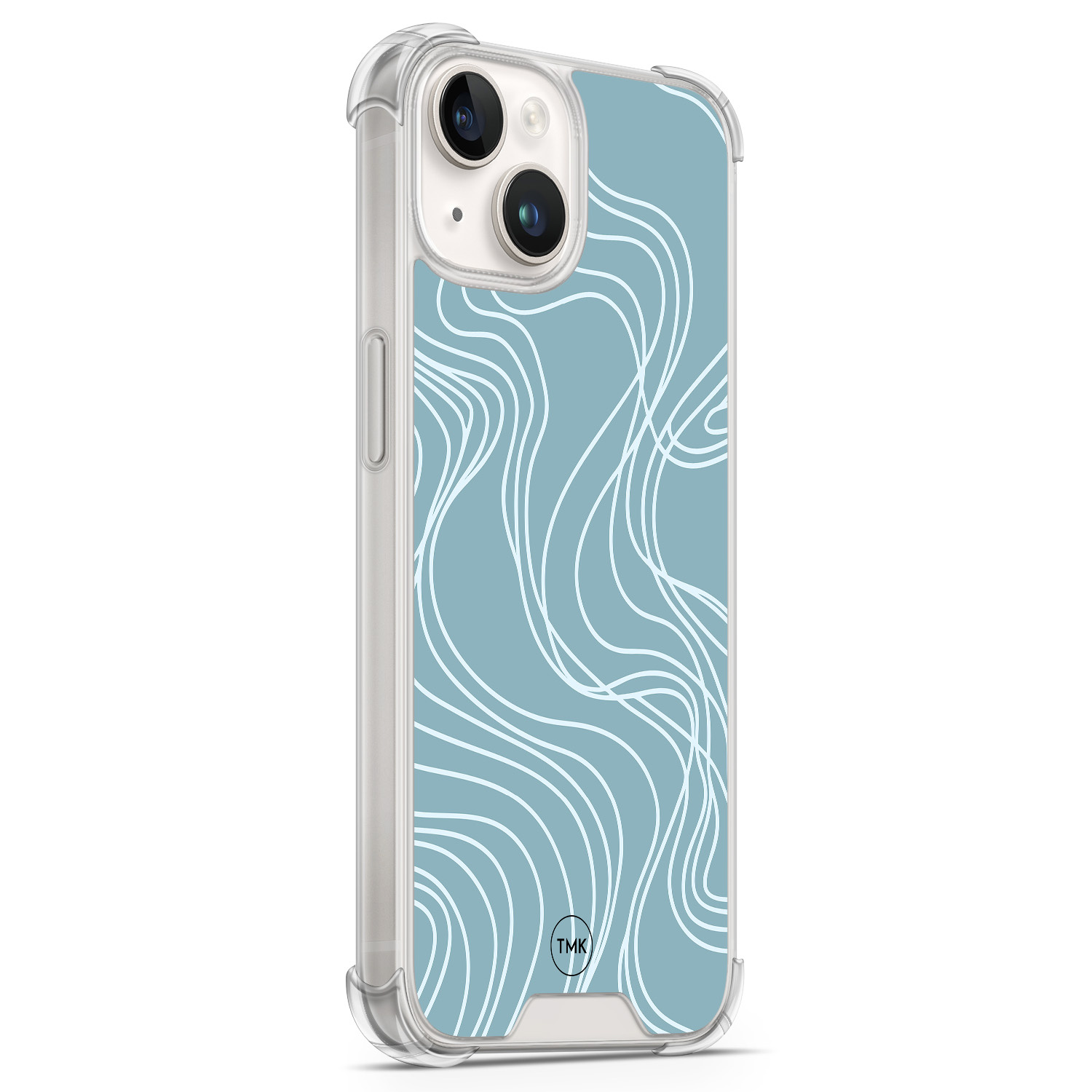 TMK iPhone 14 shockproof hoesje - Soft blue waves