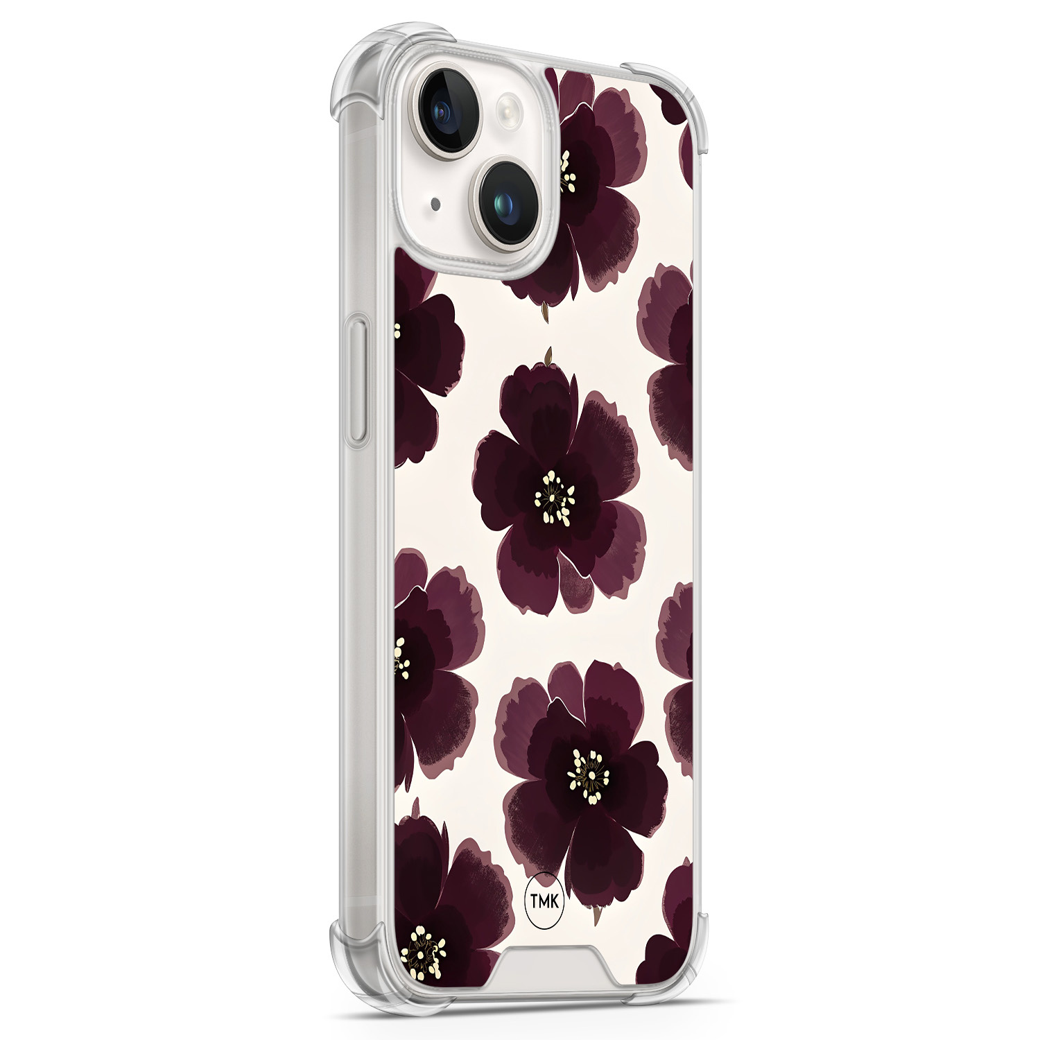 TMK iPhone 14 shockproof hoesje - Burgundy flowers