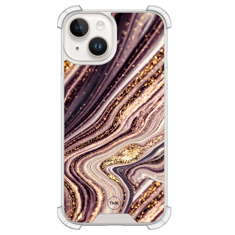 Casevibes iPhone 14 shockproof hoesje - Golden pink marble
