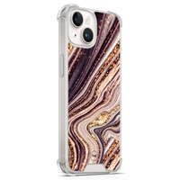 TMK iPhone 14 shockproof hoesje - Golden pink marble