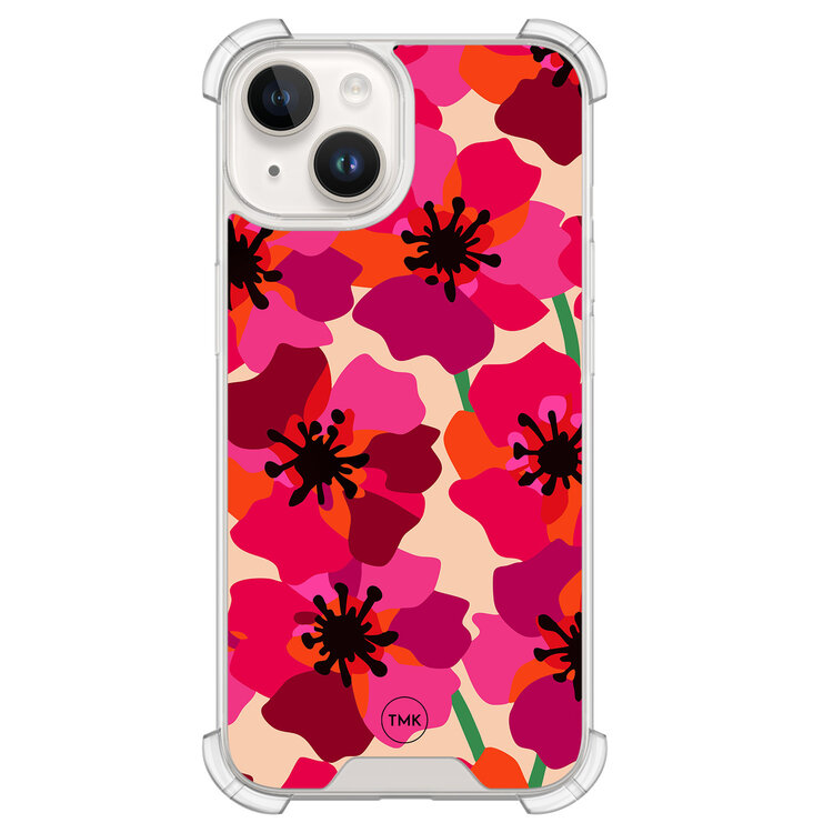Casevibes iPhone 14 shockproof hoesje - Pink floral bliss
