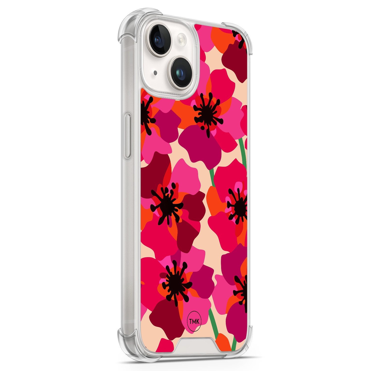 TMK iPhone 14 shockproof hoesje - Pink floral bliss