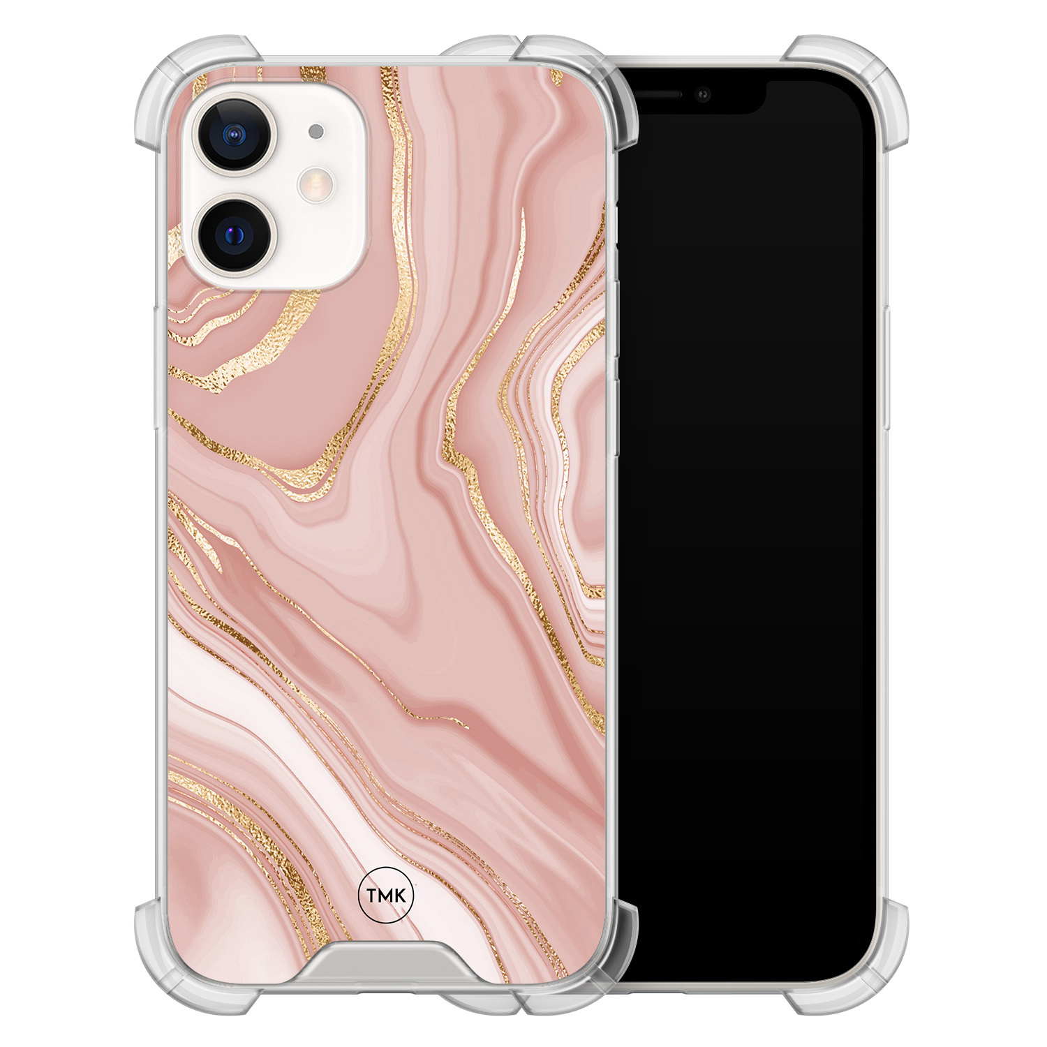 TMK iPhone 12 mini shockproof hoesje - Rose marble
