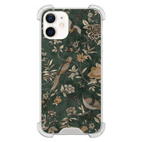 TMK iPhone 12 mini shockproof hoesje - Khaki golden flowers