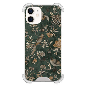 TMK iPhone 12 mini shockproof hoesje - Khaki golden flowers