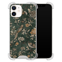 TMK iPhone 12 mini shockproof hoesje - Khaki golden flowers
