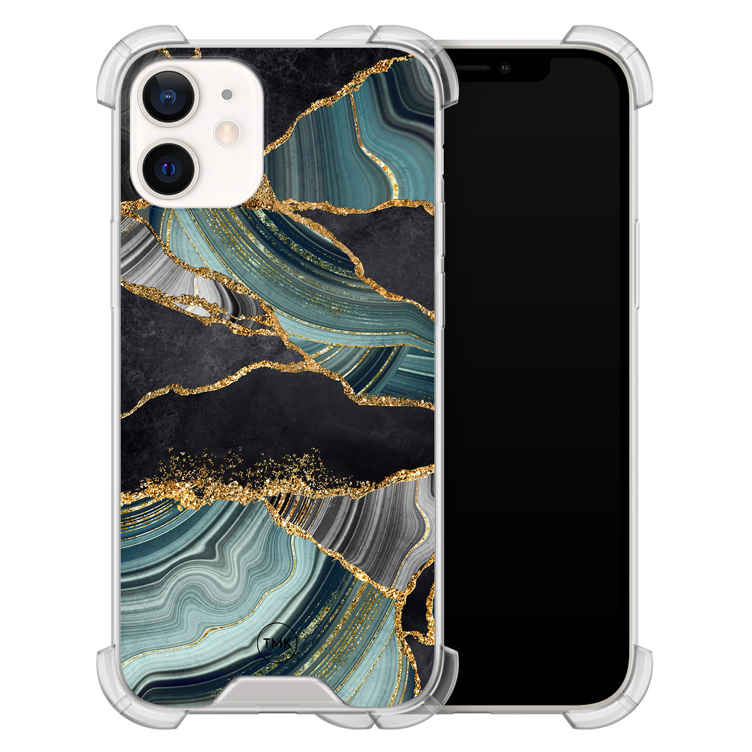 TMK iPhone 12 mini shockproof hoesje - Marble jade stone