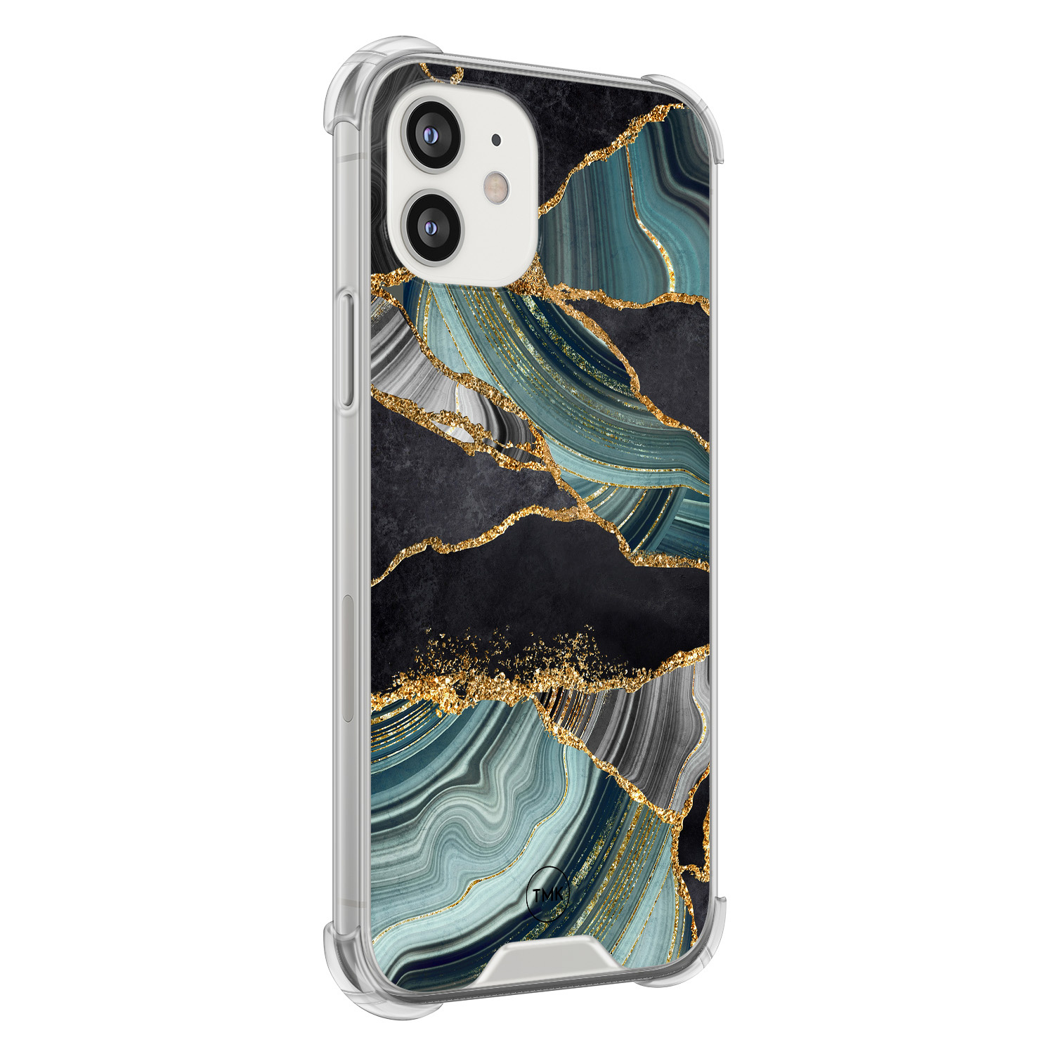 TMK iPhone 12 mini shockproof hoesje - Marble jade stone