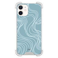TMK iPhone 12 mini shockproof hoesje - Soft blue waves