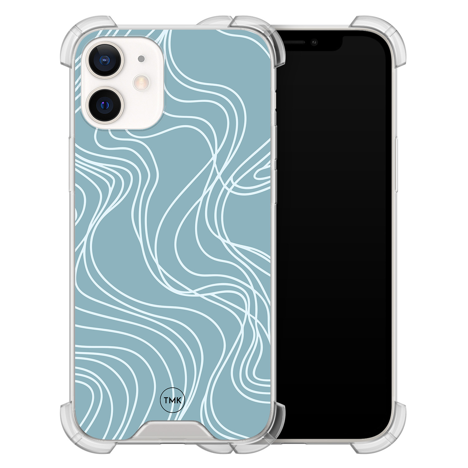 TMK iPhone 12 mini shockproof hoesje - Soft blue waves