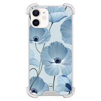 TMK iPhone 12 mini shockproof hoesje - Blauw bloemenveld