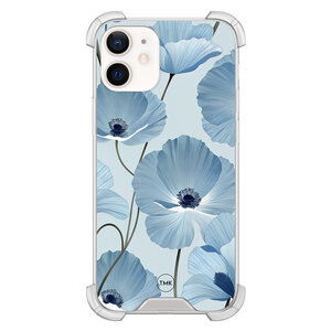 TMK iPhone 12 mini shockproof hoesje - Blauw bloemenveld