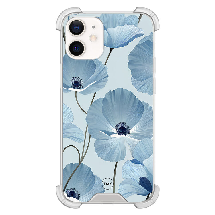 Casevibes iPhone 12 mini shockproof hoesje - Blauw bloemenveld