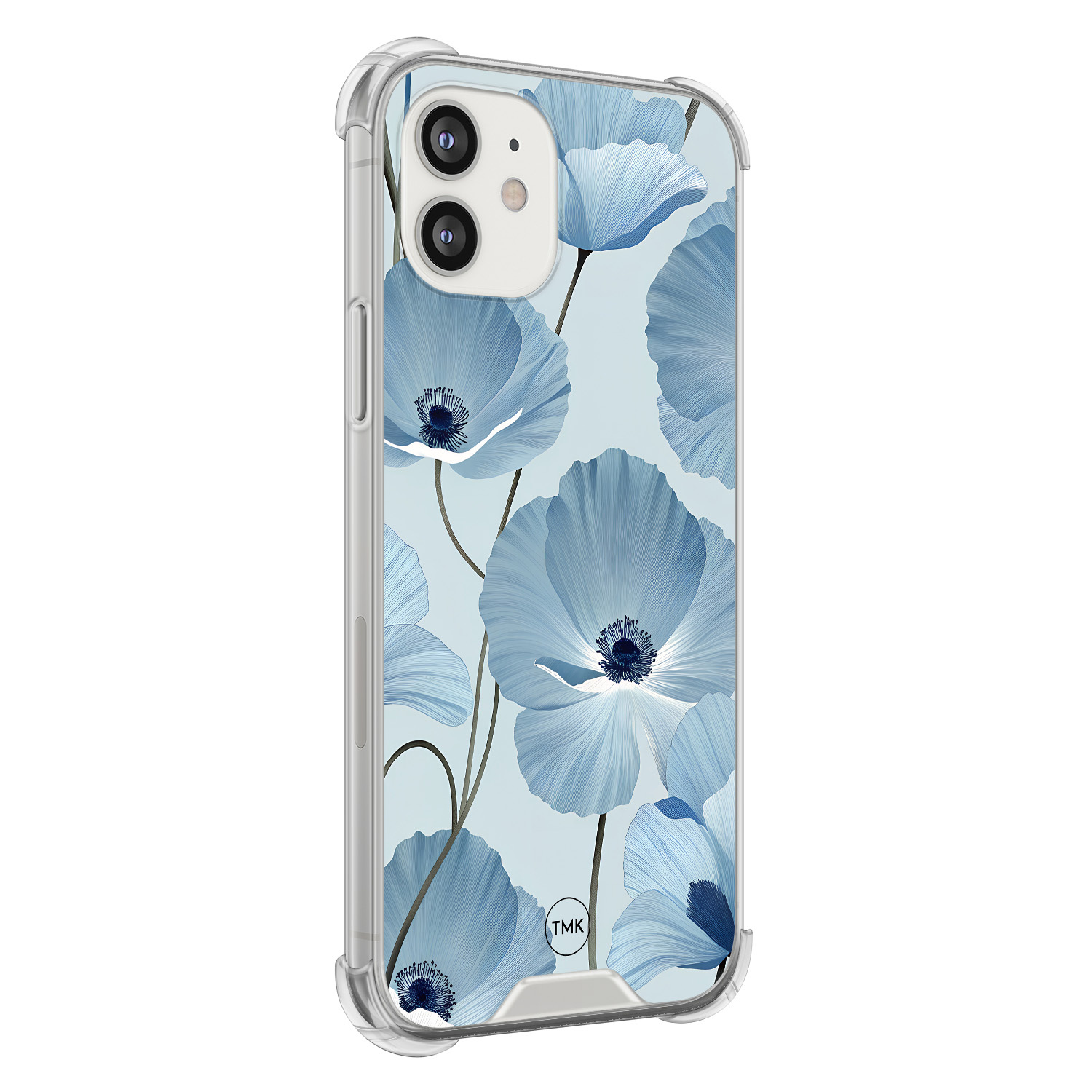 TMK iPhone 12 mini shockproof hoesje - Blauw bloemenveld
