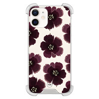 TMK iPhone 12 mini shockproof hoesje - Burgundy flowers