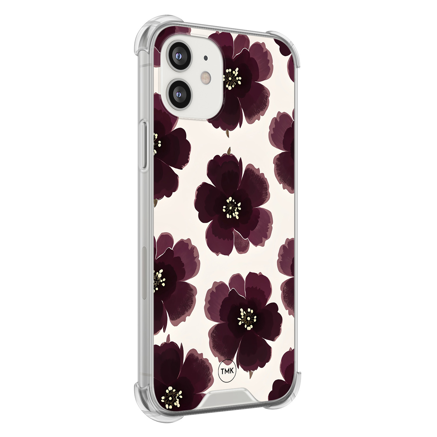 TMK iPhone 12 mini shockproof hoesje - Burgundy flowers