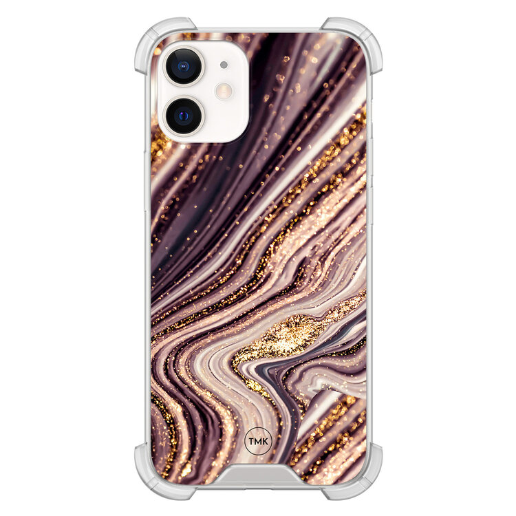 Casevibes iPhone 12 mini shockproof hoesje - Golden pink marble