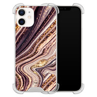 TMK iPhone 12 mini shockproof hoesje - Golden pink marble