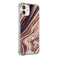 TMK iPhone 12 mini shockproof hoesje - Golden pink marble