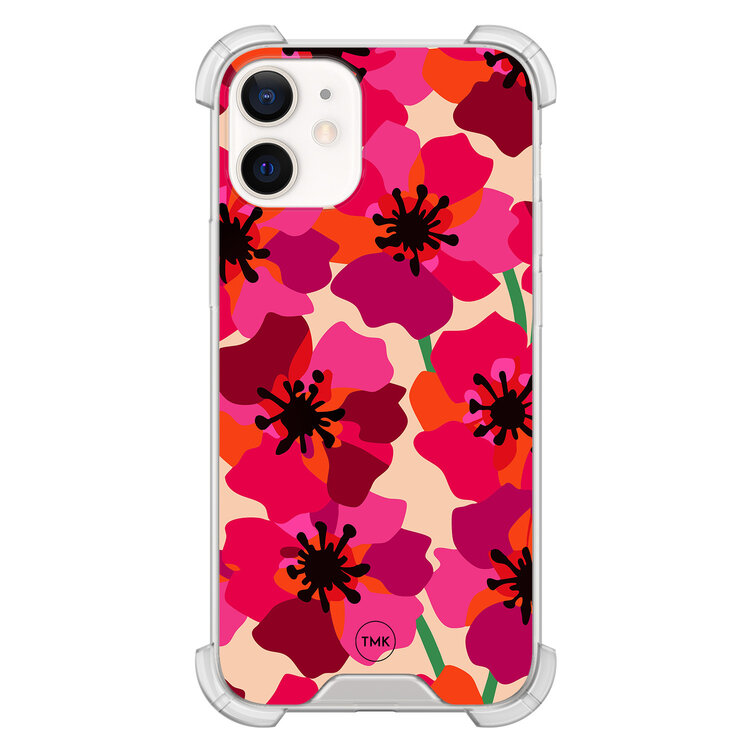 TMK iPhone 12 mini shockproof hoesje - Pink floral bliss