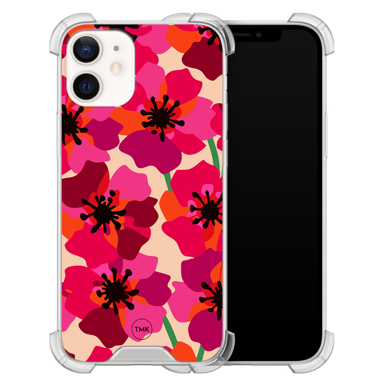 TMK iPhone 12 mini shockproof hoesje - Pink floral bliss