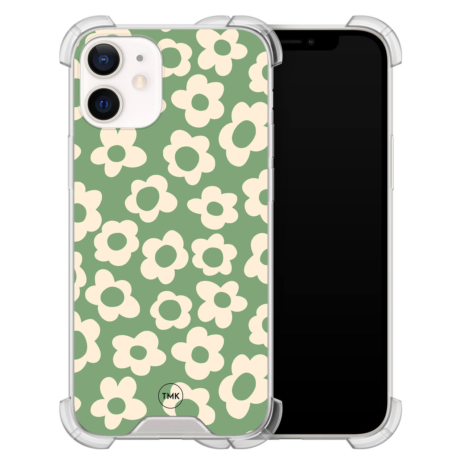 TMK iPhone 12 mini shockproof hoesje - Retro cute flowers