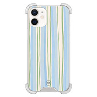 TMK iPhone 12 mini shockproof hoesje - Pastelblauwe strepen