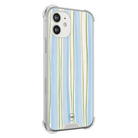 TMK iPhone 12 mini shockproof hoesje - Pastelblauwe strepen