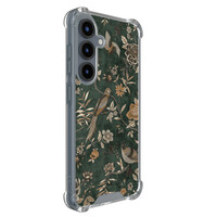 TMK Samsung Galaxy S25 shockproof hoesje - Khaki golden flowers