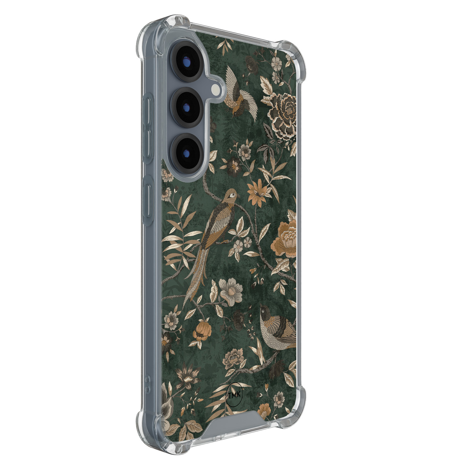 TMK Samsung Galaxy S25 shockproof hoesje - Khaki golden flowers