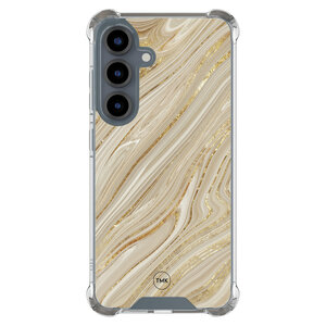 TMK Samsung Galaxy S25 shockproof hoesje - Golden marble