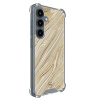 TMK Samsung Galaxy S25 shockproof hoesje - Golden marble