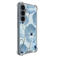 TMK Samsung Galaxy S25 shockproof hoesje - Blauw bloemenveld