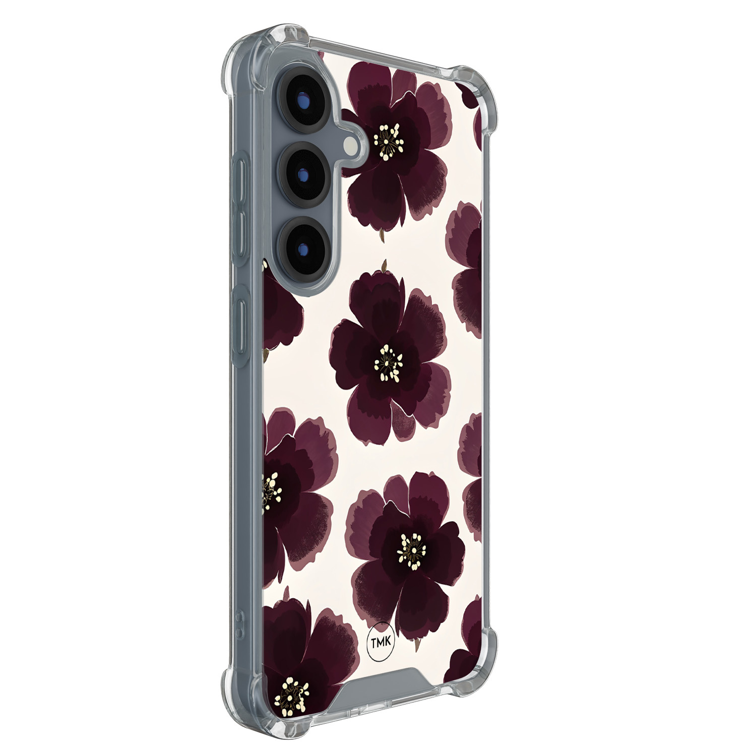 TMK Samsung Galaxy S25 shockproof hoesje - Burgundy flowers