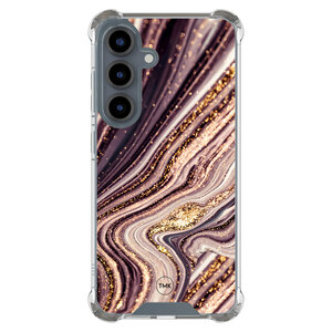 Casevibes Samsung Galaxy S25 shockproof hoesje - Golden pink marble