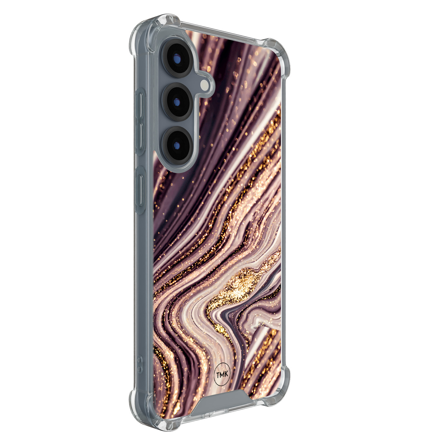 TMK Samsung Galaxy S25 shockproof hoesje - Golden pink marble