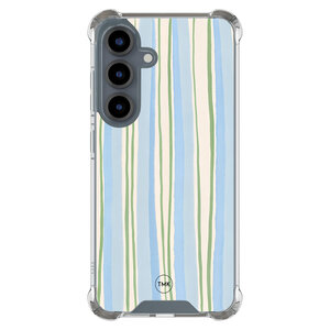 Casevibes Samsung Galaxy S25 shockproof hoesje - Pastelblauwe strepen