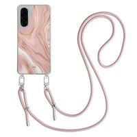 TMK Samsung Galaxy A57 hoesje met rosegoud koord - Rose marble