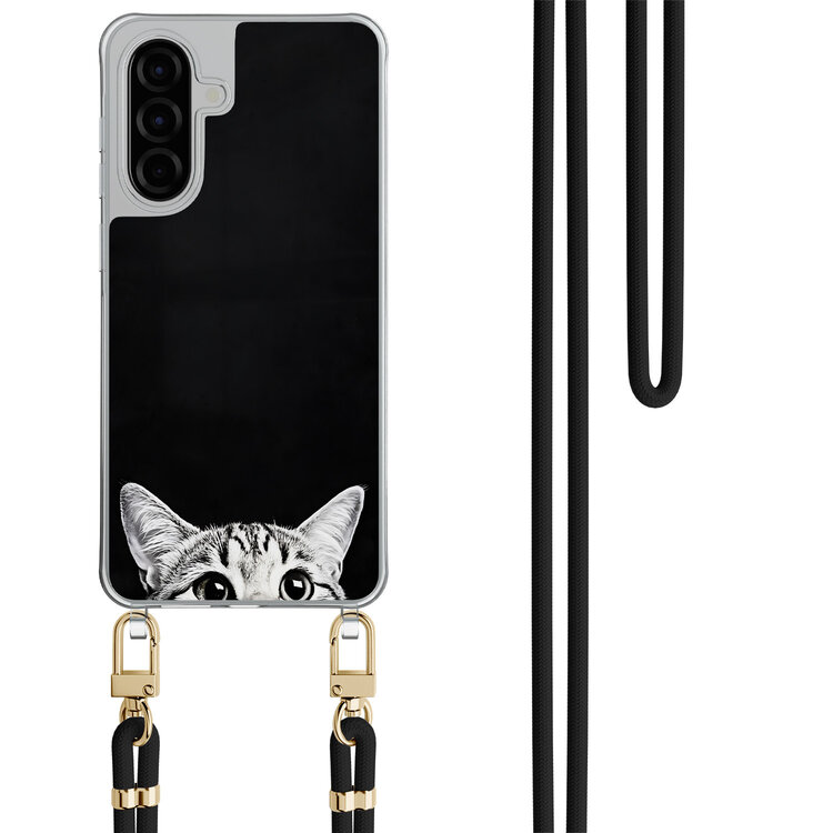 TMK Samsung Galaxy A57 hoesje met zwart koord - Kat kiekeboe