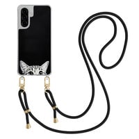 TMK Samsung Galaxy A57 hoesje met zwart koord - Kat kiekeboe