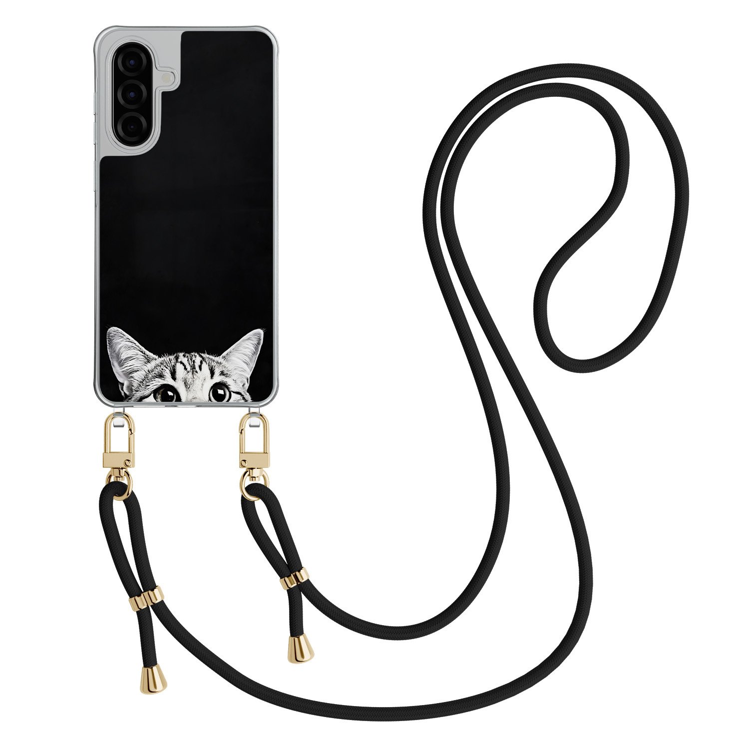 TMK Samsung Galaxy A57 hoesje met zwart koord - Kat kiekeboe