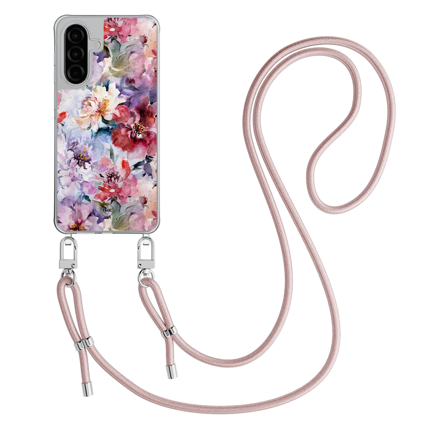 TMK Samsung Galaxy A57 hoesje met rosegoud koord - Bloemen acryl