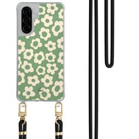 TMK Samsung Galaxy A57 hoesje met zwart koord - Retro cute flowers